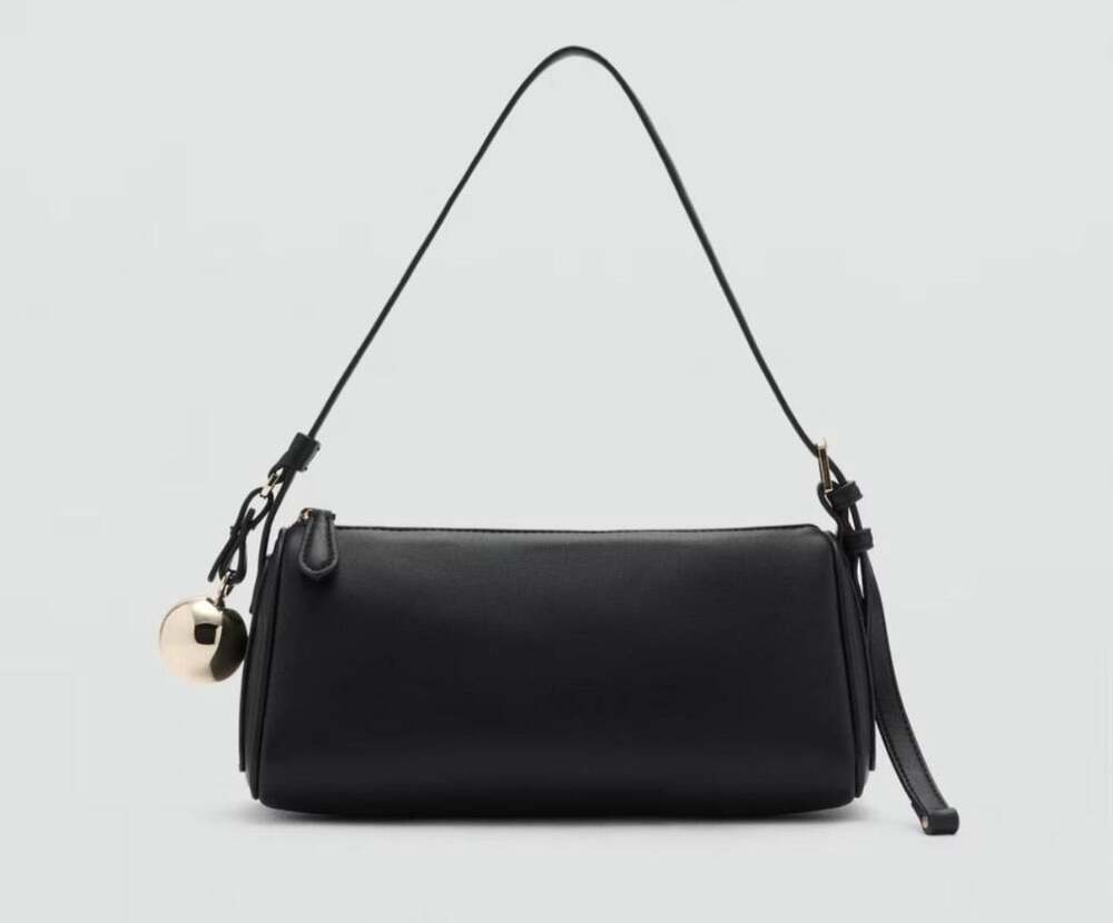 MANGO | Black Faux Leather Shoulder Bag